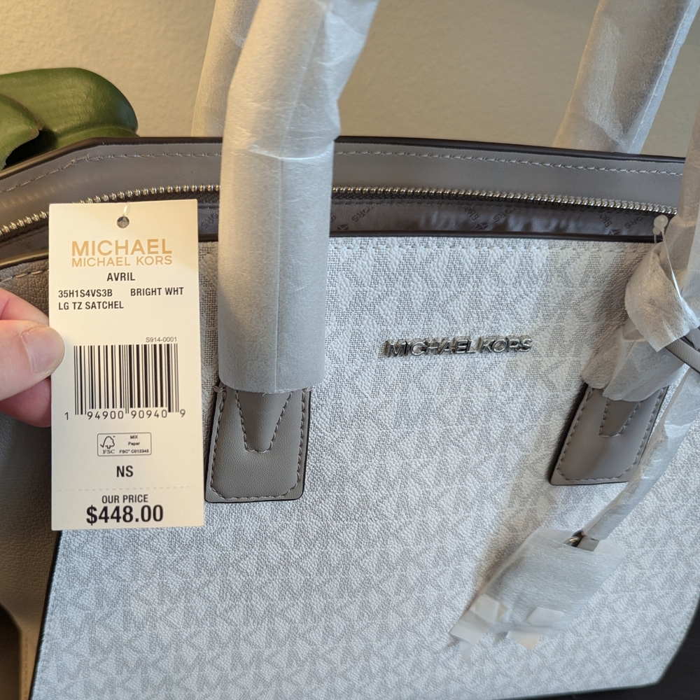 Michael Kors Avril White and Gray Satchel - Picture 3 of 5